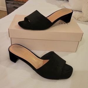 Chinese Laundry Velvet Mule Clogs Open Toe Black Size 8